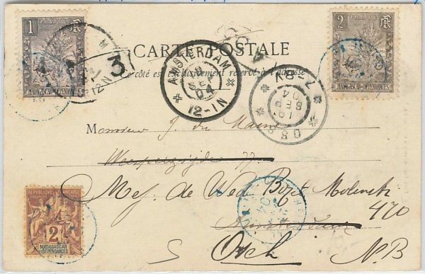 44979 - MADAGASCAR - POSTAL HISTORY   POSTCARD: MAJUNGA to NETHERLANDS 1904 blu