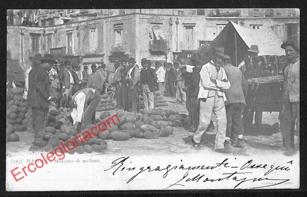 ah3596 - CARTOLINA D'EPOCA - Napoli Città - Mercato di melloni