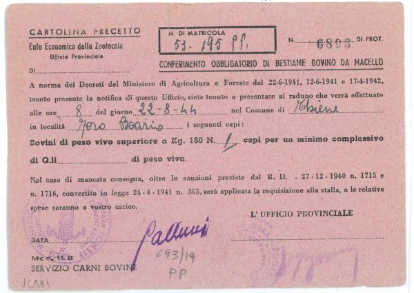 P2471 - ITALIA RSI , LUGO DI VICENZA 14.8.,1944 F.BLLO PER PACCHI 0,10 - immagine 2