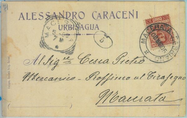 85640  - CARTOLINA d'Epoca: MACERATA provincia -  URBISAGLIA  1905