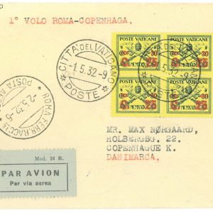 P3794 - VATICANO / ITALIA, PRIMO VOLO, ROMA-COPENHAGEN 2.5.1932,