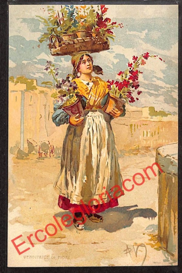 ah3638 - CARTOLINA D'EPOCA - Napoli Città - Venditrice di Fiori