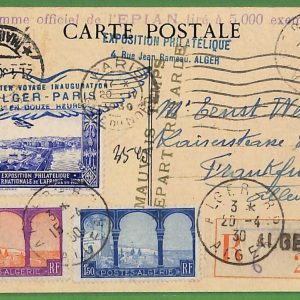 ad6449 - ALGERIE  - Postal History -  First Flight SPECIAL Card MU# 21  1930