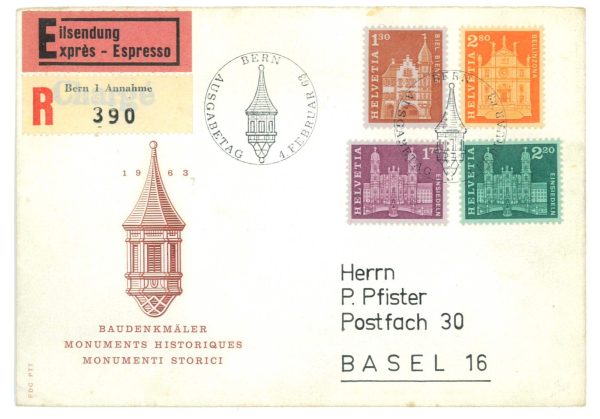 P4318 - SWITZERLAND , MICHEL 764/7, ON A OFFICIAL FDC. BERNE