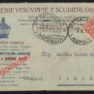 ah3667 - STORIA POSTALE - Napoli Città - Vetrerie Vesuviane F. Scudieri