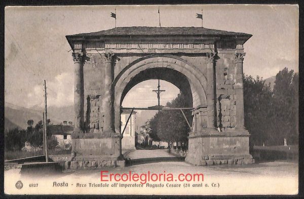ad9853 - CARTOLINA  D'EPOCA - Aosta Città - Arco Trionfale  1909