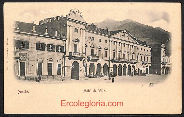 ad9854 - CARTOLINA  D'EPOCA - Aosta Città - Hotel de Ville