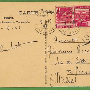 ad6456 - ALGERIE  - Postal History -  POSTCARD from BISKRA to ITALY   1942