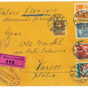 P4319 - SWITZERLAND PROJUVENTUTE 1932 SET, ON A DECLARED VALUE REGISTRED LETTER