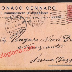 ah3675 - STORIA POSTALE - Napoli Città - Monaco Gennaro