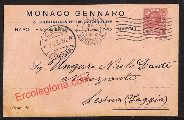 ah3675 - STORIA POSTALE - Napoli Città - Monaco Gennaro