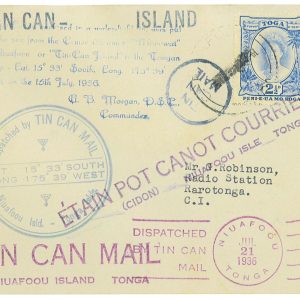 P4322 - TONGA, TIN CAN MAIL, FROM NIUAFOOU TO NEW ZEALAND 1936