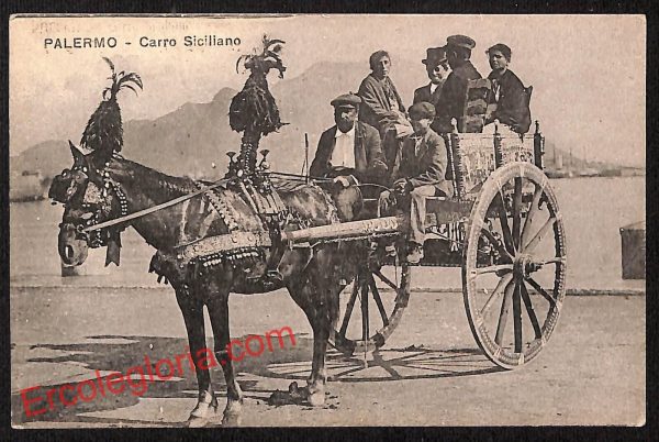 ah5249 - CARTOLINA D'EPOCA - Palermo Città - Carro  Siciliano