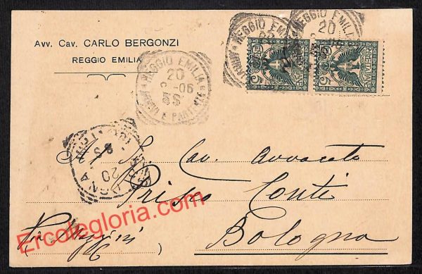 ah9802 - STORIA POSTALE - Reggio Emilia Città - Carlo Bergonzi