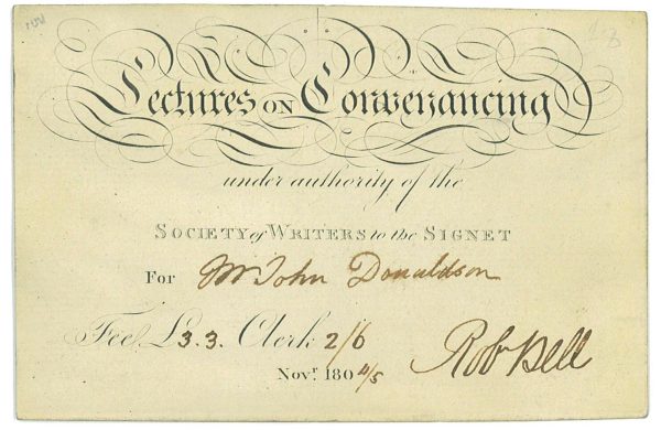 P4326 - GREAT BRITAIN 1804/5, MEMBERSHIP CARD FROM THE SOCIETY OF WRITERS