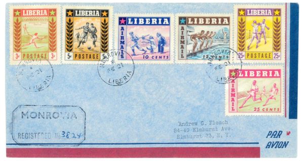 P4327 - LIBERIA 1956, SPORT SET ON COVER ADDRESSED