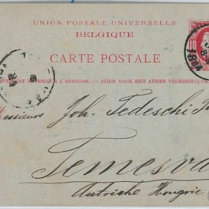 46258 - BELGIUM Belgique - POSTAL HISTORY - STATIONERY CARD to HUNGARY 1884