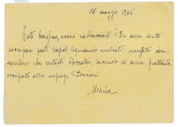 P2498 - ITALIA , CARTOLINA POSTALE C99 USATA A NAPOLI 16.5.1945 CON FRANCOBOLLO - immagine 2