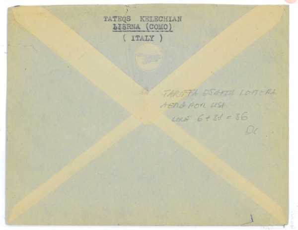 P2506 - ITALIA , 4.3.1946 DA LIERNA A N.Y. IN TARIFFA ECCEDENTE DI 0,40 !!! - immagine 2