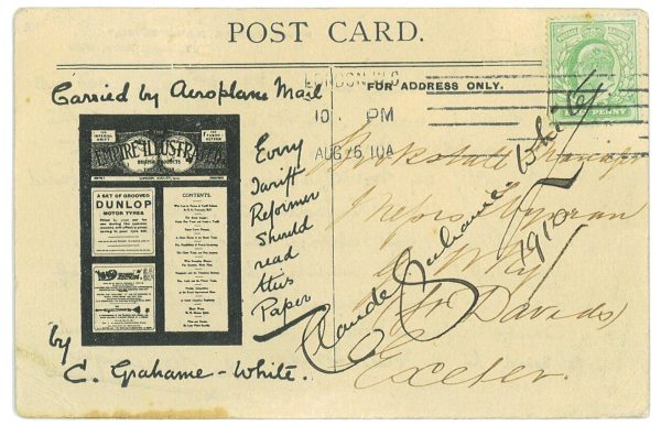 P3651 - GREAT BRITAIN 26.8.1910, MÜLLER 27 “THE MOTHER” OF G.B. PIONEER FLIGHTS