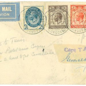 P3653 - AIRMAIL , GB . TO TUNIS. WITH SPECIAL UPU CONGRESS CANCELLATION (RR)