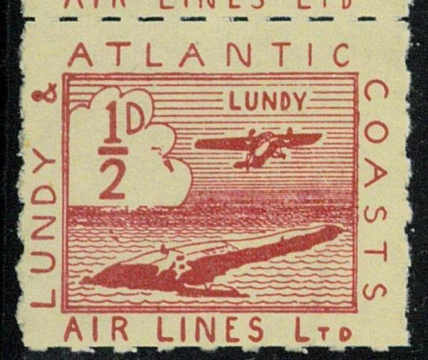 P3661 - AIRMAIL , GREAT BRITAIN. LUNDY ATLANTIC COASTS AIRWAYS STAMPS ½ P.