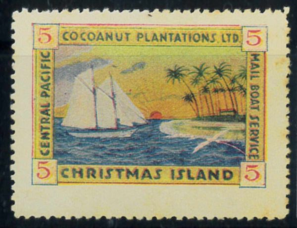 P3838B - CHRISTMAS ISLANDS, 1917 MLH , PRIVATE MAIL STAMP.