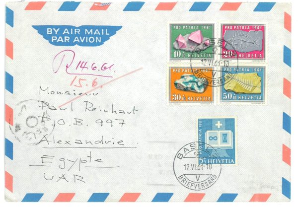 P3864 - SWITZERLAND, TO EGYPT, 1961, EGYPTIAN CENSOR ON ARRIVAL.