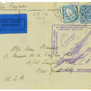 P3675 - AIRMAIL , IRELAND. 30.6.1939, MÜLLER 29 TRANSATLANTIC FLIGHT TO NEW YORK