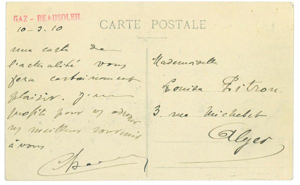 P3681 - MONACO. SPECIAL POST CARD SHOWING THE FLIGHT OF H. ROUGIER, THE 3.3.1910 - immagine 2
