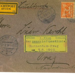 P3690 - AIRMAIL , NETHERLANDS , ROTTERDAM PRAGUE 7.5.1928