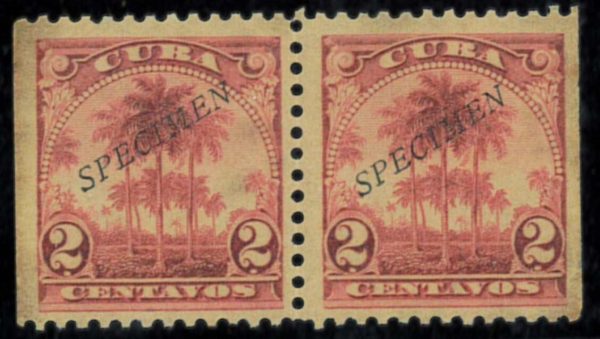 P4386 - CUBA, 1905 , PAIR, WITH LATERAL SIDES IMPERF AND SPECIMEN OVERPRINT MNH