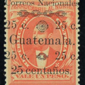 P4386 C - GUATEMALA YVERT 27 OVERPRINT CENTAÑOS INSTEAD OF CENTAVOS!!!!!!!!!!!!!