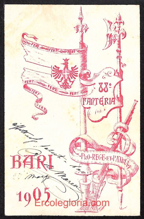 ae0820 - CARTOLINA  D'EPOCA - Bari Città - 88° Reggimento Fanteria