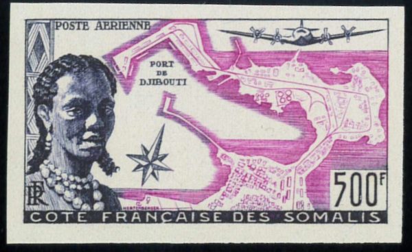 P4395 A - FRENCH SOMALI COAST YVERT PA 25 a , IMPERFORATED MNH