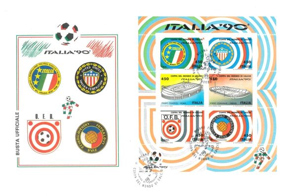 P4332 - ITALIA 90 WORLD FOOTBALL CHAMPIONSHIP COMPLETE SET OF 6 S/SHEETS FDC - immagine 5