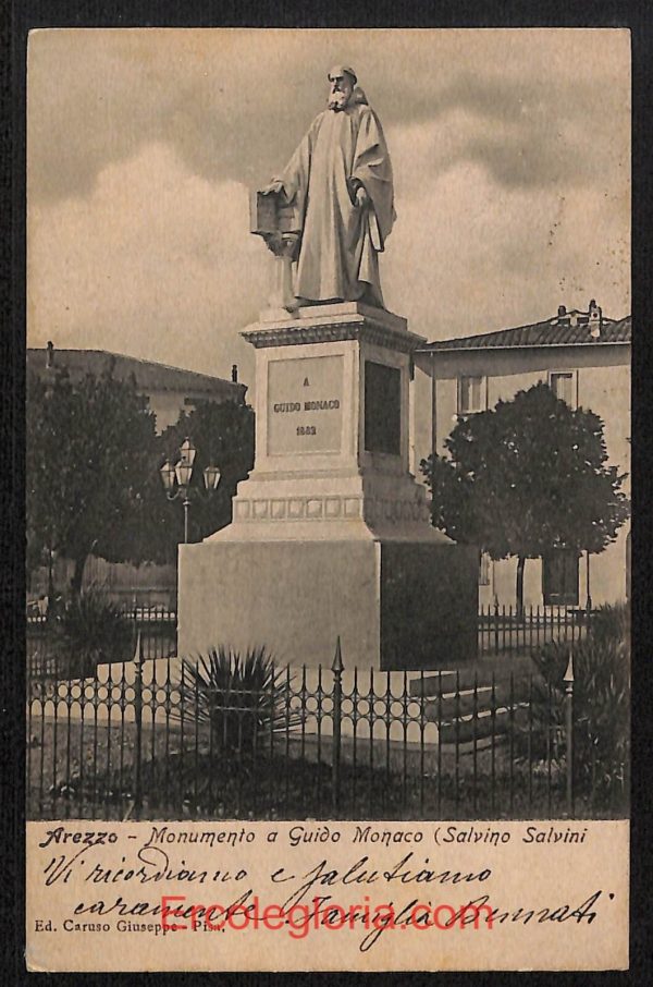 ae0021 - CARTOLINA  D'EPOCA - Arezzo Città - Monumento a Guido Monaco