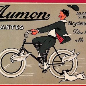 P0760 - CARTOLINA D'EPOCA  - AUMON Bicycles NANTES - illustrata JACMAR dogs