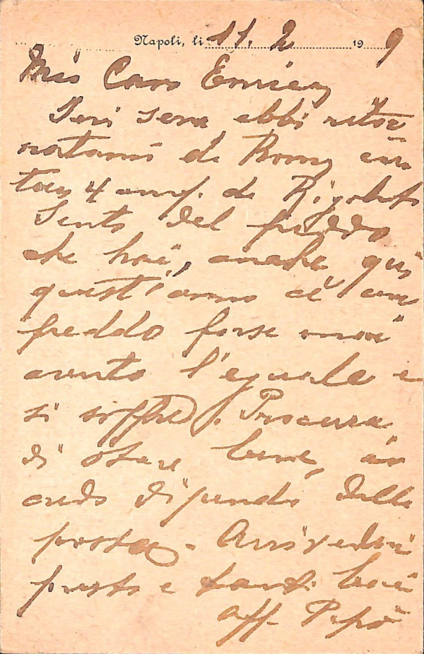 ab7999 - CARTOLINA  D'EPOCA - Napoli  Città - Hotel Patria  1919 - immagine 2