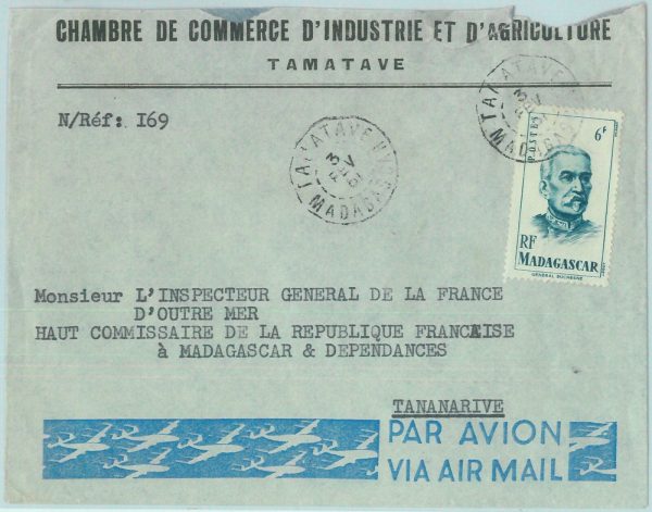 88887 - MADAGASCAR - Postal History -   local mail COVER from TAMATAVE  1951