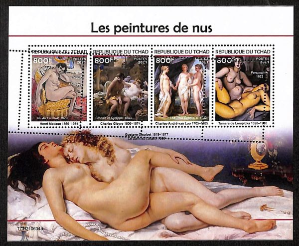 A9622 - TCHAD -  ERROR MISPERF Stamp Sheet - 2021 - ART, Nude Paintings