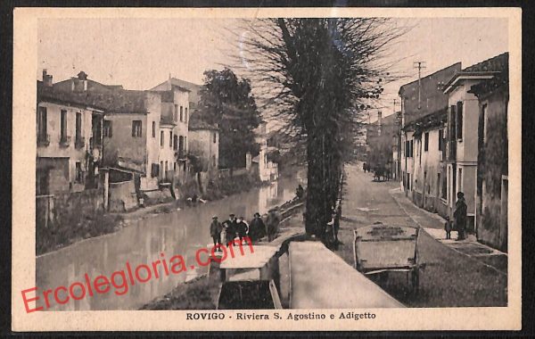 ai1119 - CARTOLINA D'EPOCA - Rovigo Città - Riviera San Agostino e Adigetto