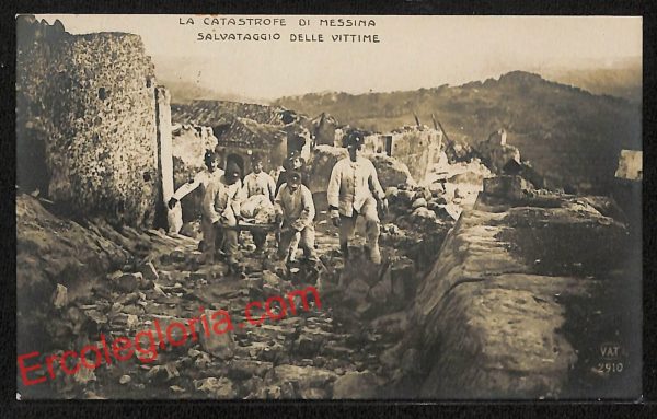 ag8539 - CARTOLINA D'EPOCA - Messina Città - Salvataggio delle Vittime