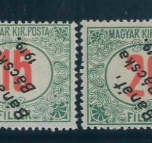P2974 - HUNGARY BANAT BACSKA INVERTED OVERPRINTS ON BASIC TAX STAMPS