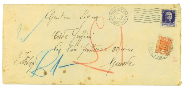 P3791 - ITALIA  1934, LETTERA ANNULLATA A BORDO DEL “CONTE DI SAVOIA”