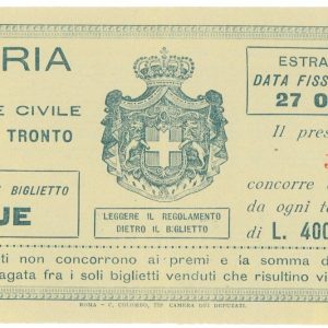 P4329 - ARQUATA DEL TRONTO (ASCOLI PICENO) BIGLIETTO DI LOTTERIA 1921