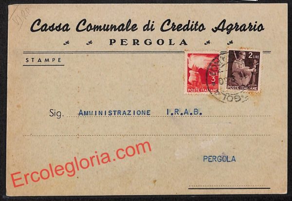 ah6610 - STORIA POSTALE - Pesaro e Urbino Provincia - Pergola