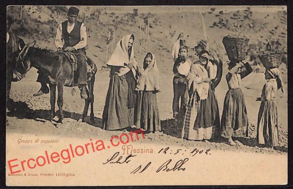 ag8549 - CARTOLINA D'EPOCA - Messina Città - Gruppo di popolani