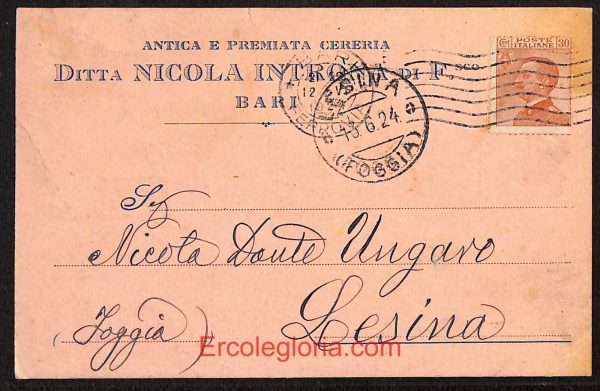 ae0743 - CARTOLINA  D'EPOCA - Bari Città - Nicola Introna   1924