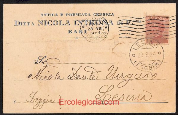 ae0744 - CARTOLINA  D'EPOCA - Bari Città - Nicola Introna   1924